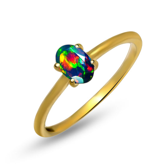 18k Gold Vermeil Faceted Black Opal Ring