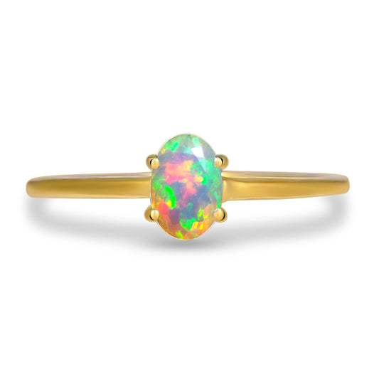 18k Gold Vermeil Faceted Ethiopian Opal Ring