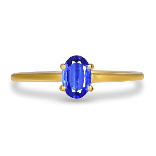 18k Gold Vermeil Faceted Blue Kyanite Ring