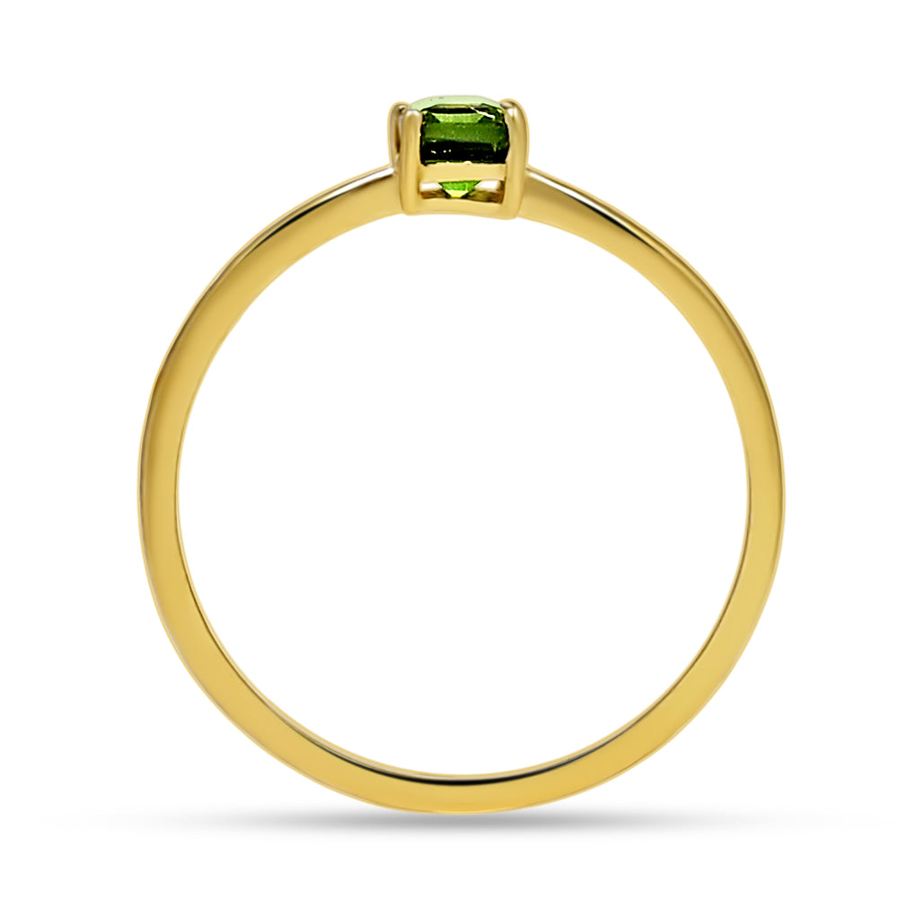 18k Gold Vermeil Faceted Moldavite Ring