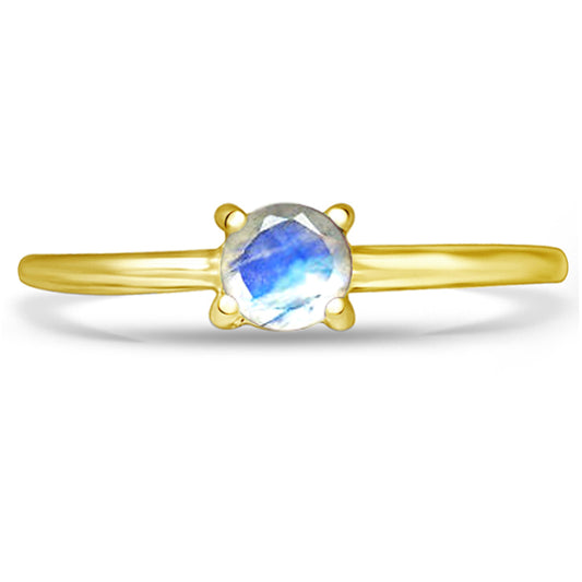 18k Gold Vermeil Faceted Rainbow Moonstone Ring