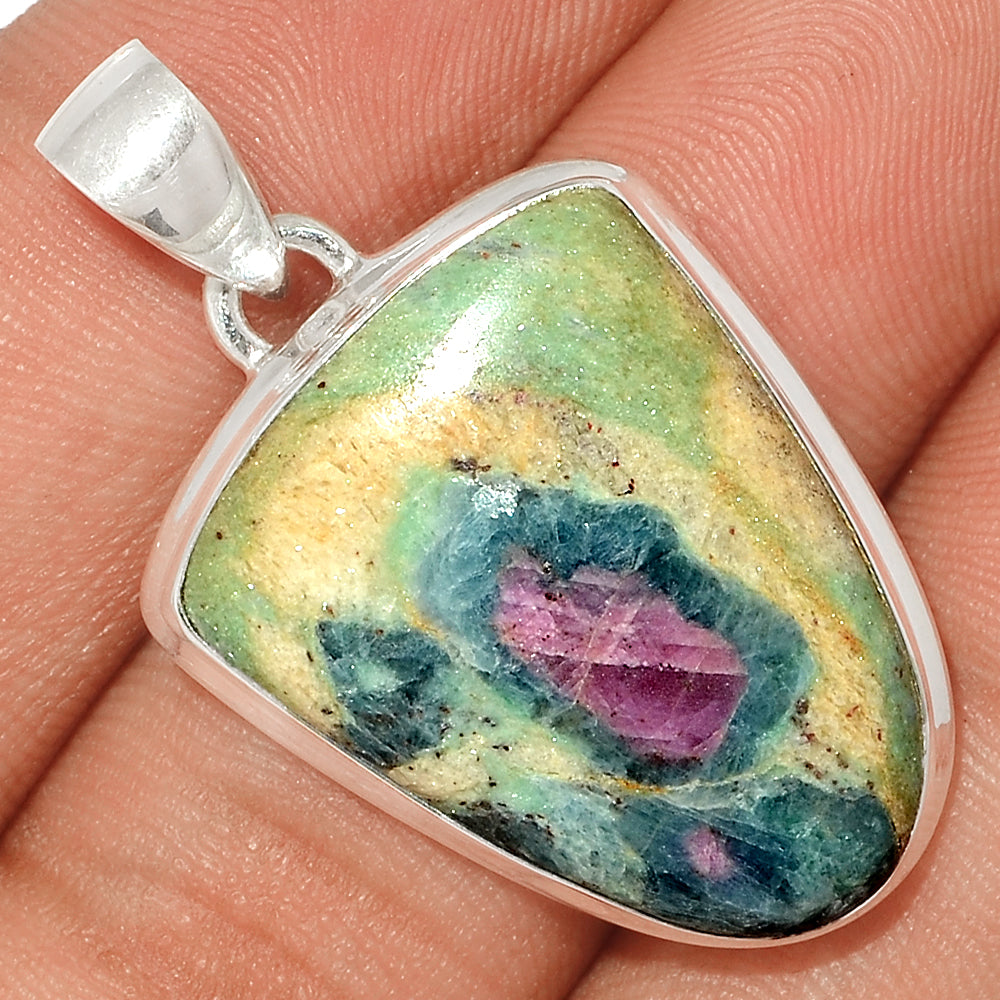 Sterling Silver Ruby in Fuchsite Pendant