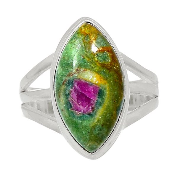 Sterling Silver Ruby in Fuchsite Ring
