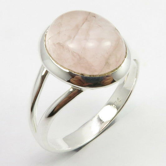 Rose Quartz Sterling Silver Detail Ring