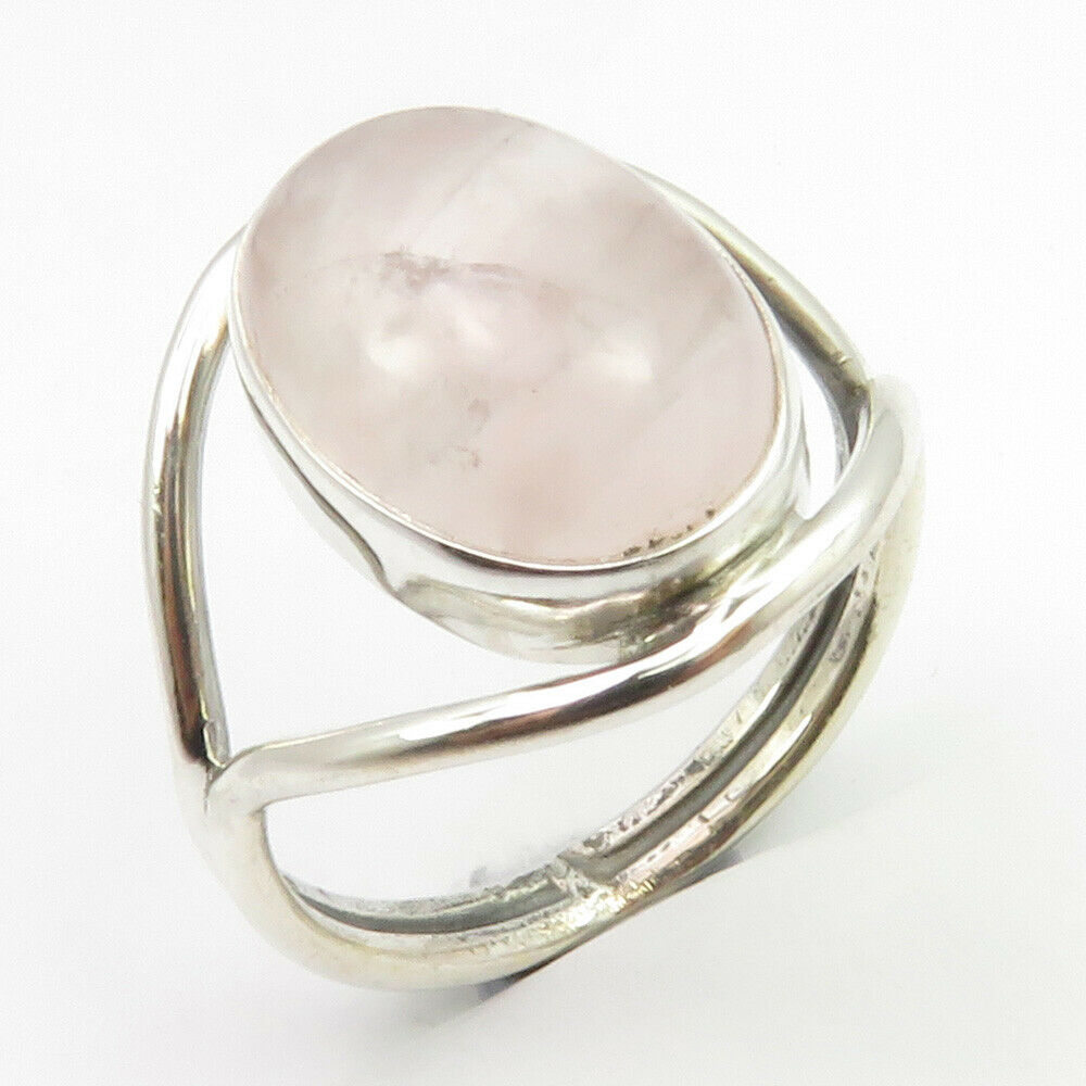 Rose Quartz Sterling Silver Detail Ring