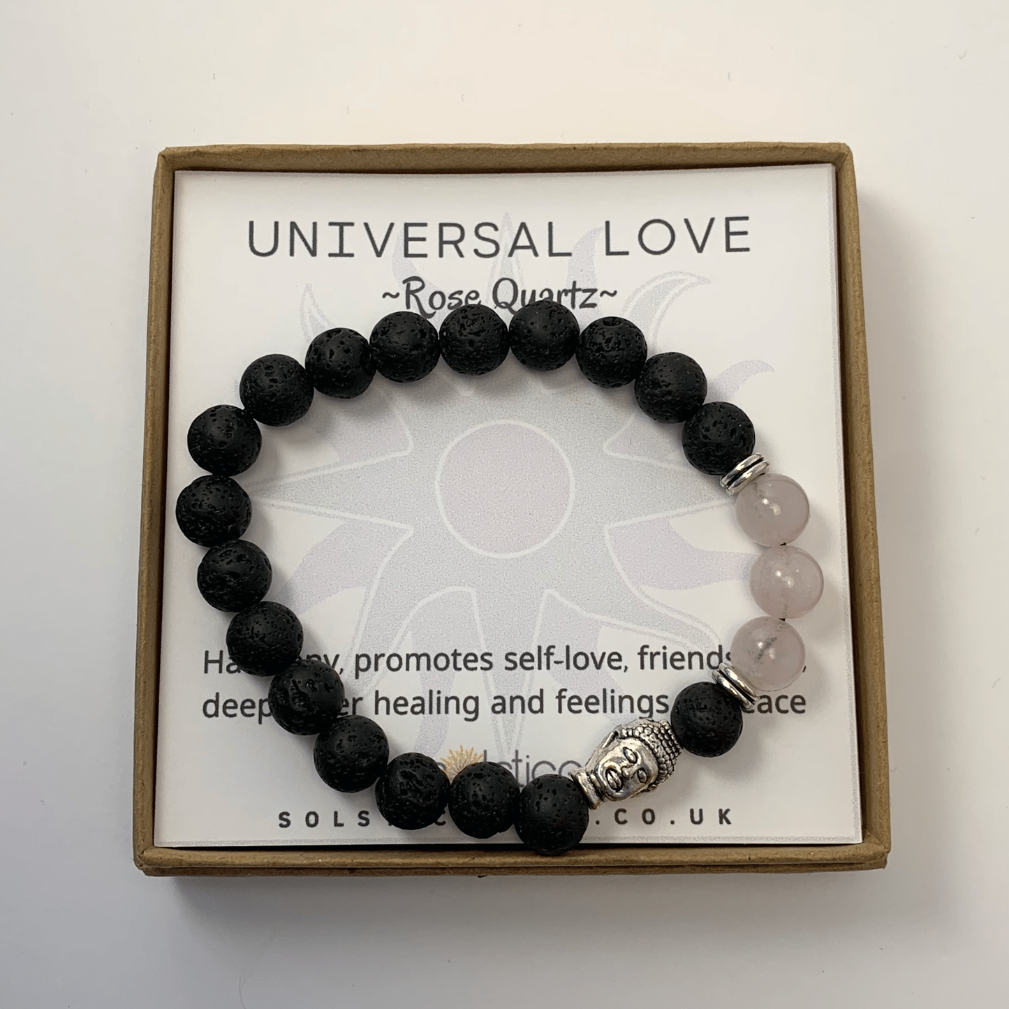 Rose Quartz Lava Stone Bracelet - Buddha