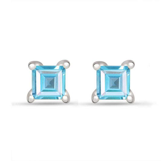 Sterling Silver Faceted Blue Topaz Studs