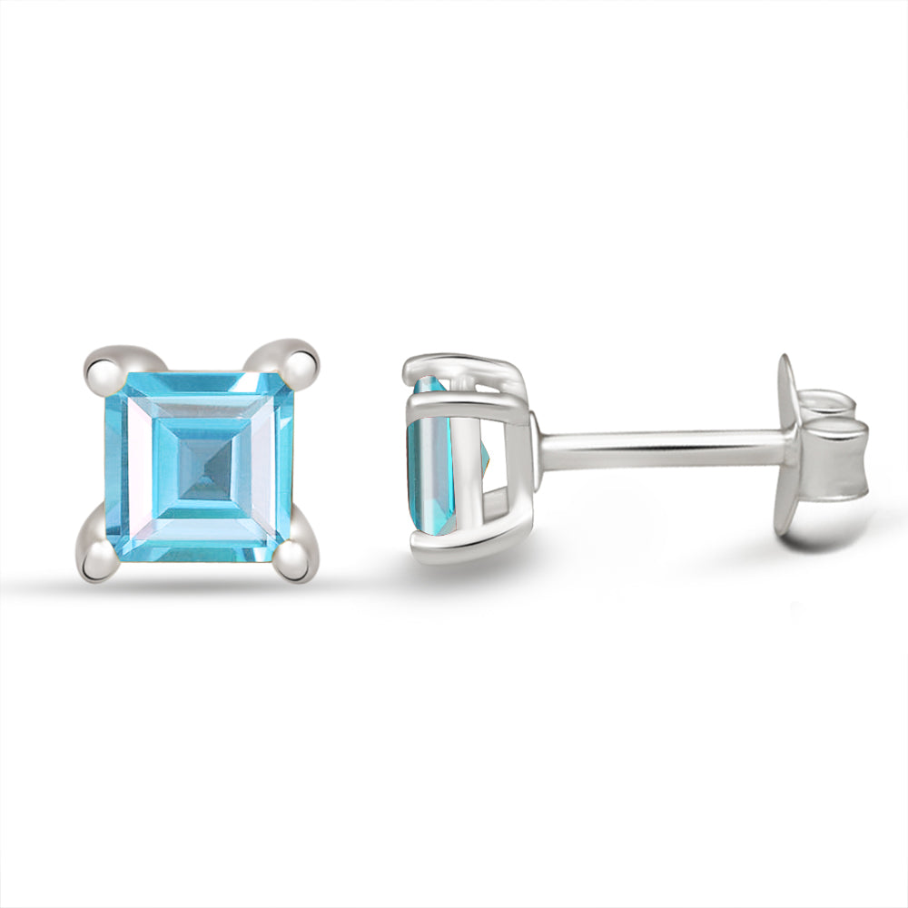 Sterling Silver Faceted Blue Topaz Studs