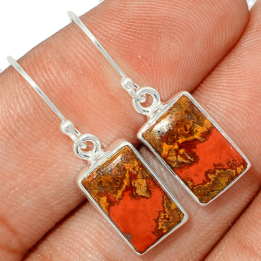 Sterling Silver Seam Agate Earrings