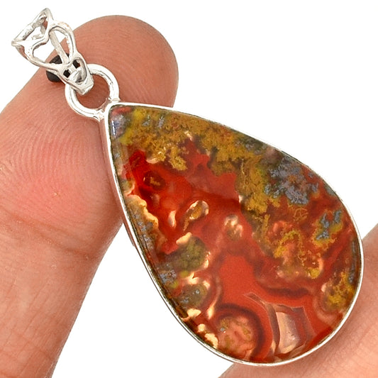 Sterling Silver Seam Agate Pendant