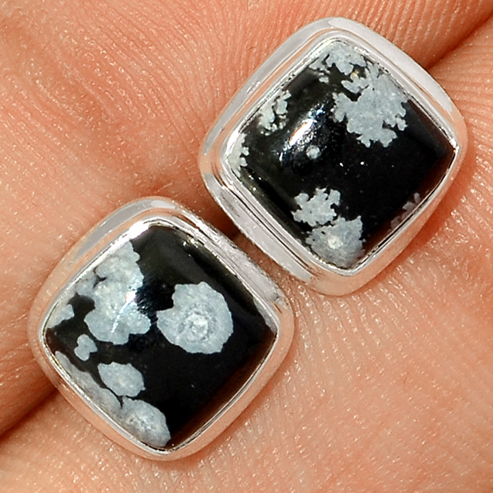 Snowflake Obsidian Sterling Silver Studs