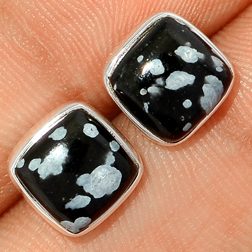 Snowflake Obsidian Sterling Silver Studs