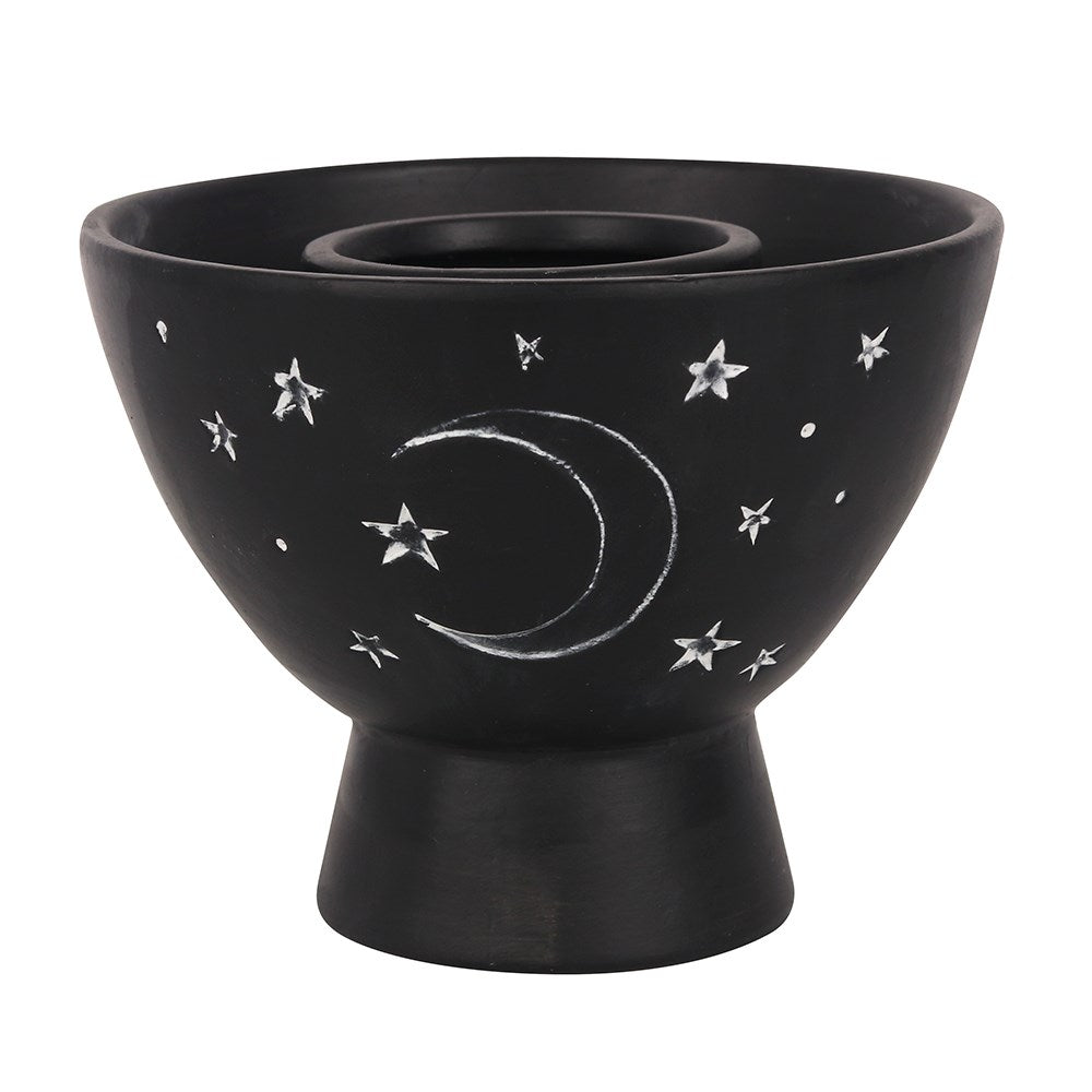 BLACK MOON AND STARS TERRACOTTA SMUDGE BOWL