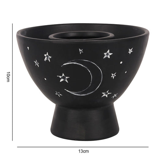 BLACK MOON AND STARS TERRACOTTA SMUDGE BOWL