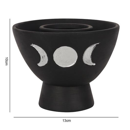 BLACK TRIPLE MOON TERRACOTTA SMUDGE BOWL