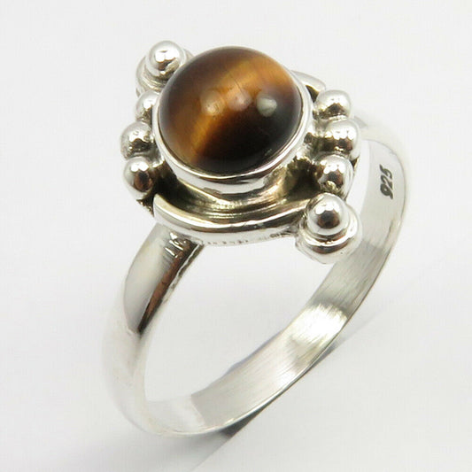 Tiger Eye Sterling Silver Embellished Ring