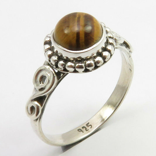 Tiger Eye Sterling Silver Embellished Ring