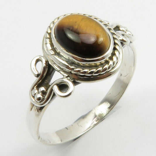 Tiger Eye Sterling Silver Embellished Ring