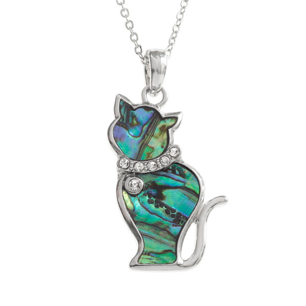 Tide Jewellery Inlaid Paua Shell Cat Pendant
