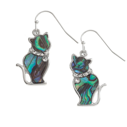 Paua Shell Cat Earrings