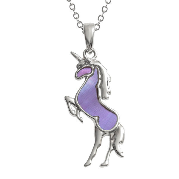 Purple Mother of Pearl Shell Unicorn Pendant