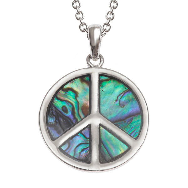 Paua Shell Peace Symbol Pendant