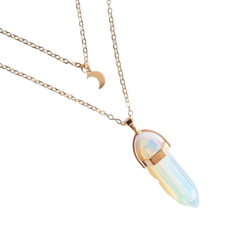 Opalite Moon / Point Layered Necklace