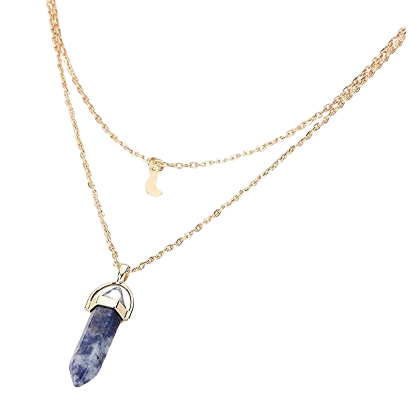 Sodalite Moon / Point Layered Necklace