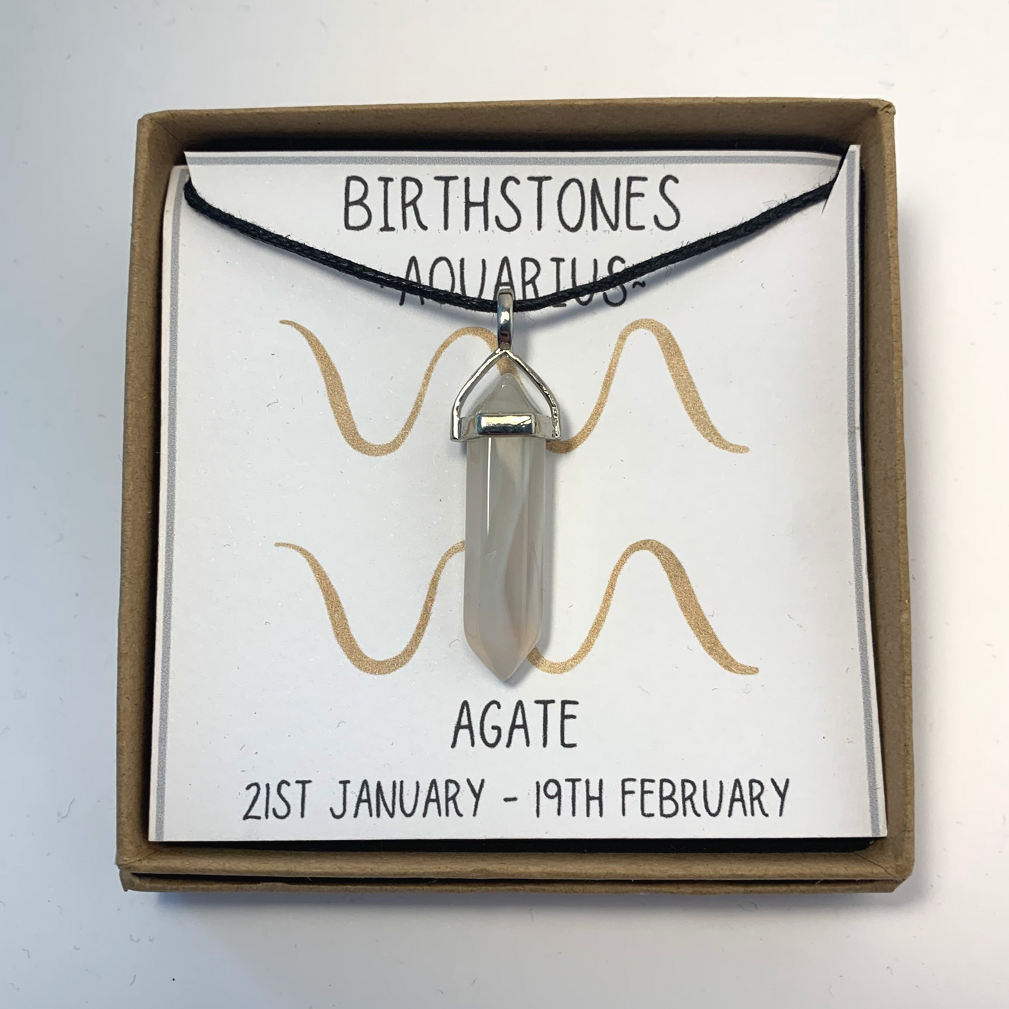 Aquarius - Agate Birthstone Pendant (21st Jan - 19th Feb)