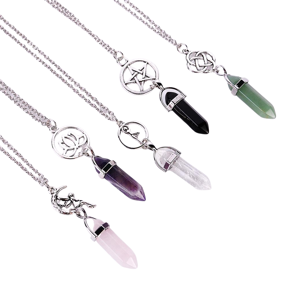 Gemstone Point Pendant With Charm