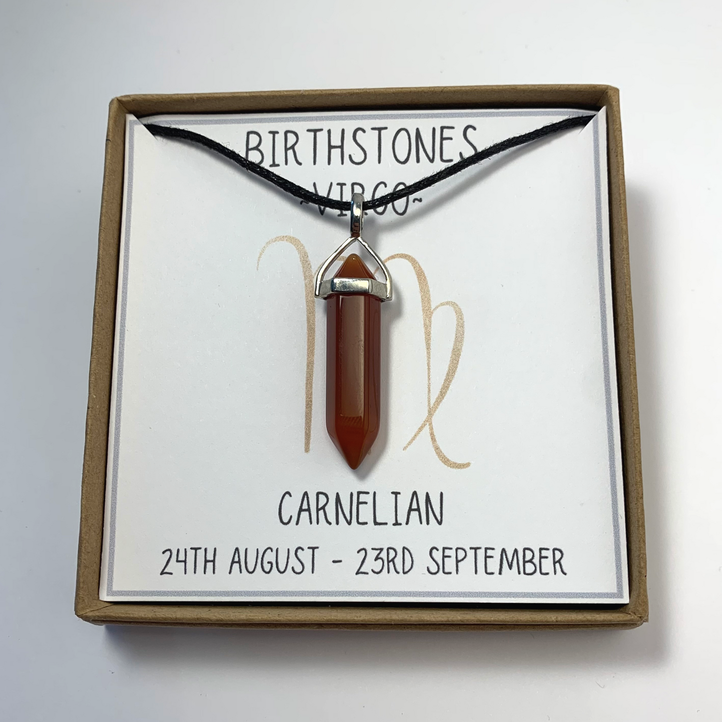 Virgo - Carnelian Birthstone Pendant (24th August - 23rd September)