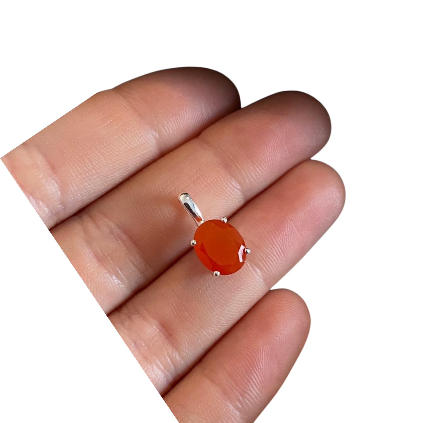 Sterling Silver Faceted Carnelian Pendant