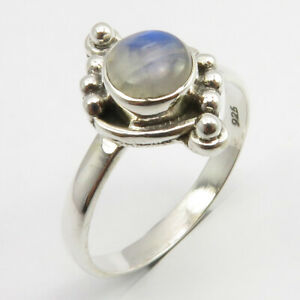 Rainbow Moonstone Sterling Silver Embellished Ring